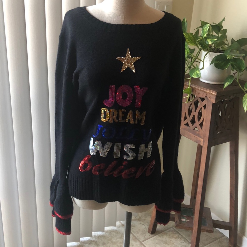 NWT Gorgeous Black Sequins Sweater